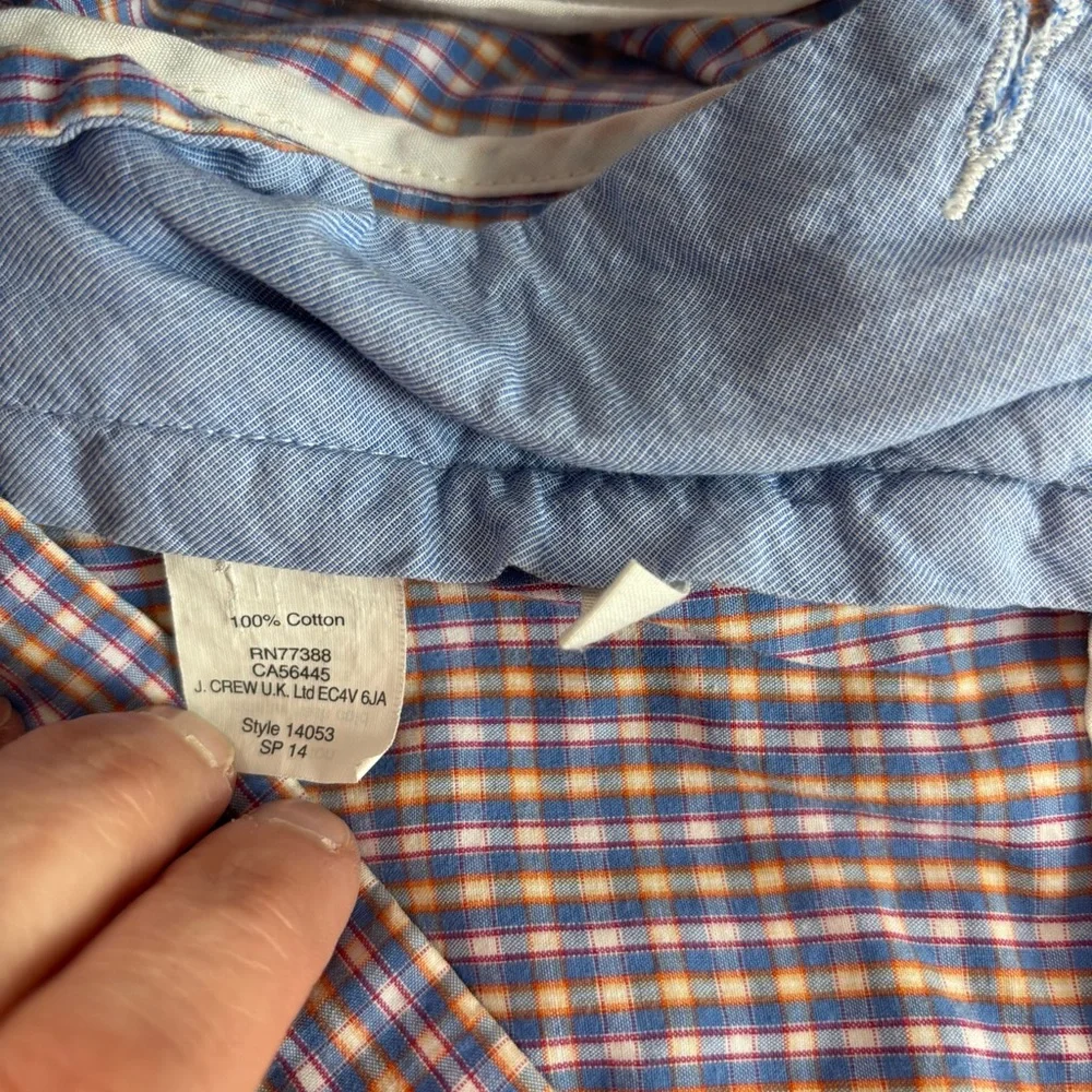 J. Crew flat front‎ Men's 10 inch inseam Blue Checkered Shorts sz 32